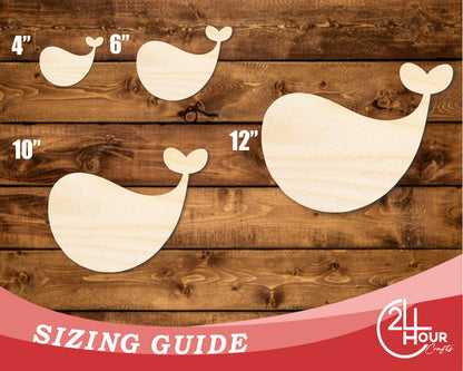 Unfinished Wood Cute Whale Shape | DIY Craft Cutout | up to 46" DIY