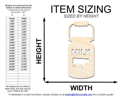 Unfinished Wood Milk Jug Shape | DIY Craft Cutout | up to 46" DIY