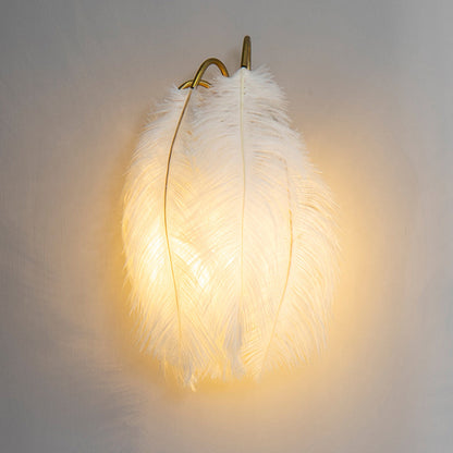 DecorBites™ Modern Metal Wall Sconce with Feather Shade - Bedroom Wall Lighting (2 Lights)