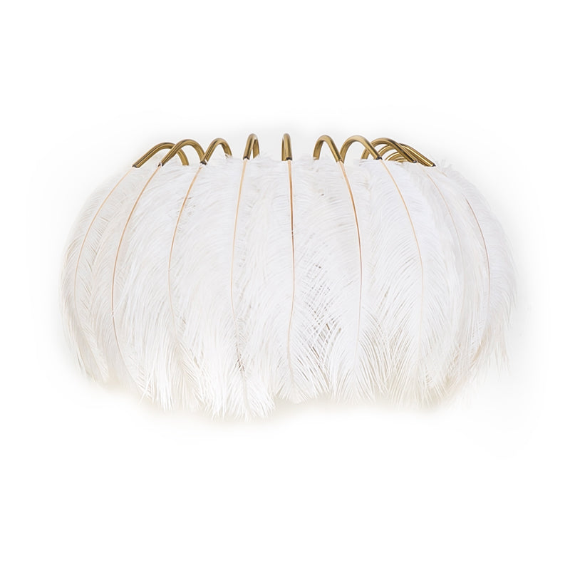 DecorBites™ Modern Metal Wall Sconce with Feather Shade - Bedroom Wall Lighting (2 Lights)