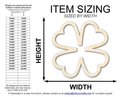 Unfinished Wood Four Leaf Clover Outline Shape | DIY Craft Cutout | up to 46" DIY