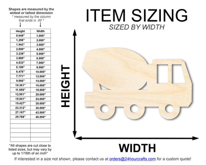 Unfinished Wood Cement Truck Shape | DIY Craft Cutout | up to 46" DIY