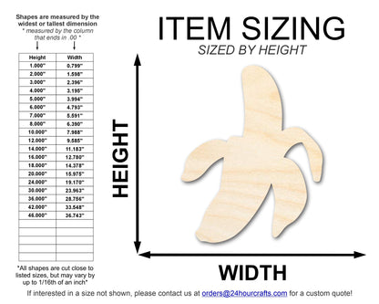 Unfinished Wood Peeled Banana Shape | DIY Craft Cutout | up to 46" DIY