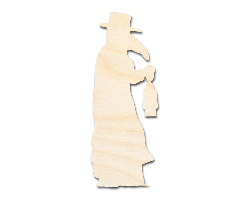 Unfinished Wood Plague Doctor With Lantern Shape | DIY Craft Cutout | up to 46" DIY