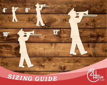 Unfinished Wood Band Trombone Player Shape | DIY Craft Cutout | up to 46" DIY