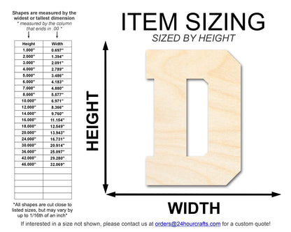 Unfinished Wood Varsity Team Font - D Shape | DIY Craft Cutout | up to 46" DIY