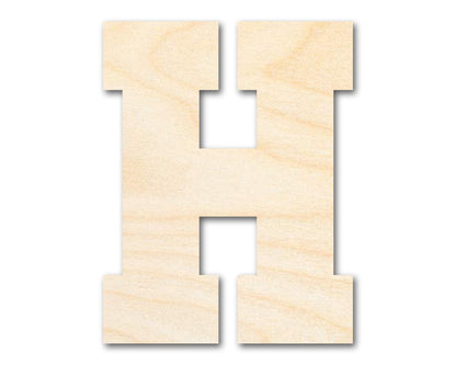 Unfinished Wood Varsity Team Font - H Shape | DIY Craft Cutout | up to 46" DIY