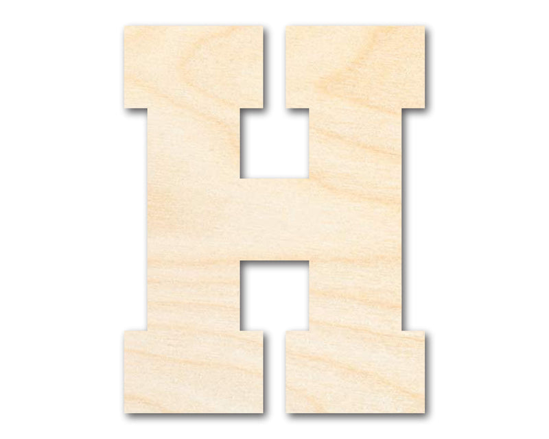 Unfinished Wood Varsity Team Font - H Shape | DIY Craft Cutout | up to 46" DIY