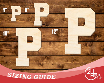 Unfinished Wood Varsity Team Font - P Shape | DIY Craft Cutout | up to 46" DIY