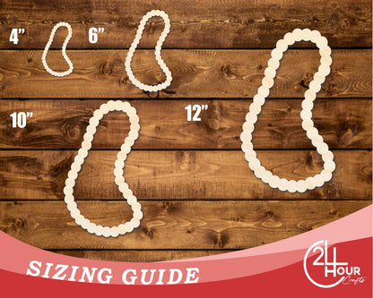 Unfinished Wood Beaded Necklace Shape | DIY Craft Cutout | up to 46" DIY