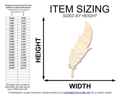 Unfinished Wood Feather Shape | DIY Craft Cutout | up to 46" DIY