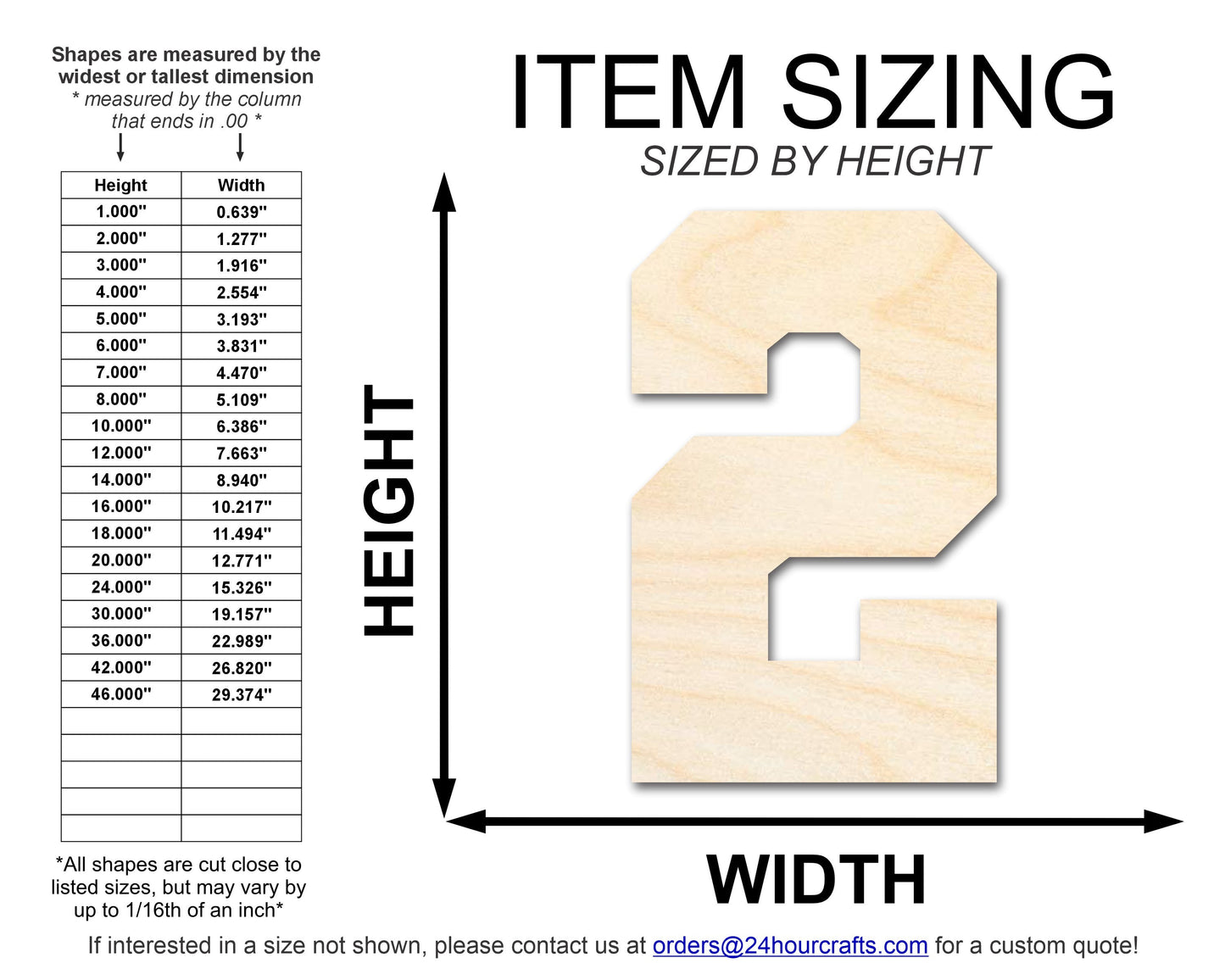 Unfinished Wood Varisty Number Two Shape | DIY Craft Cutout | up to 46" DIY