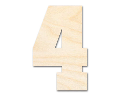 Unfinished Wood Varisty Number Four Shape | DIY Craft Cutout | up to 46" DIY