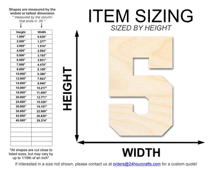 Unfinished Wood Varisty Number Five Shape | DIY Craft Cutout | up to 46" DIY