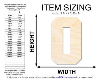 Unfinished Wood Varisty Number Zero Shape | DIY Craft Cutout | up to 46" DIY
