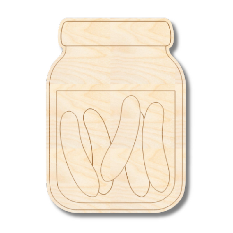Unfinished Wood Etched Pickle Jar Shape | Paint By Line Crafts | up to 30" DIY