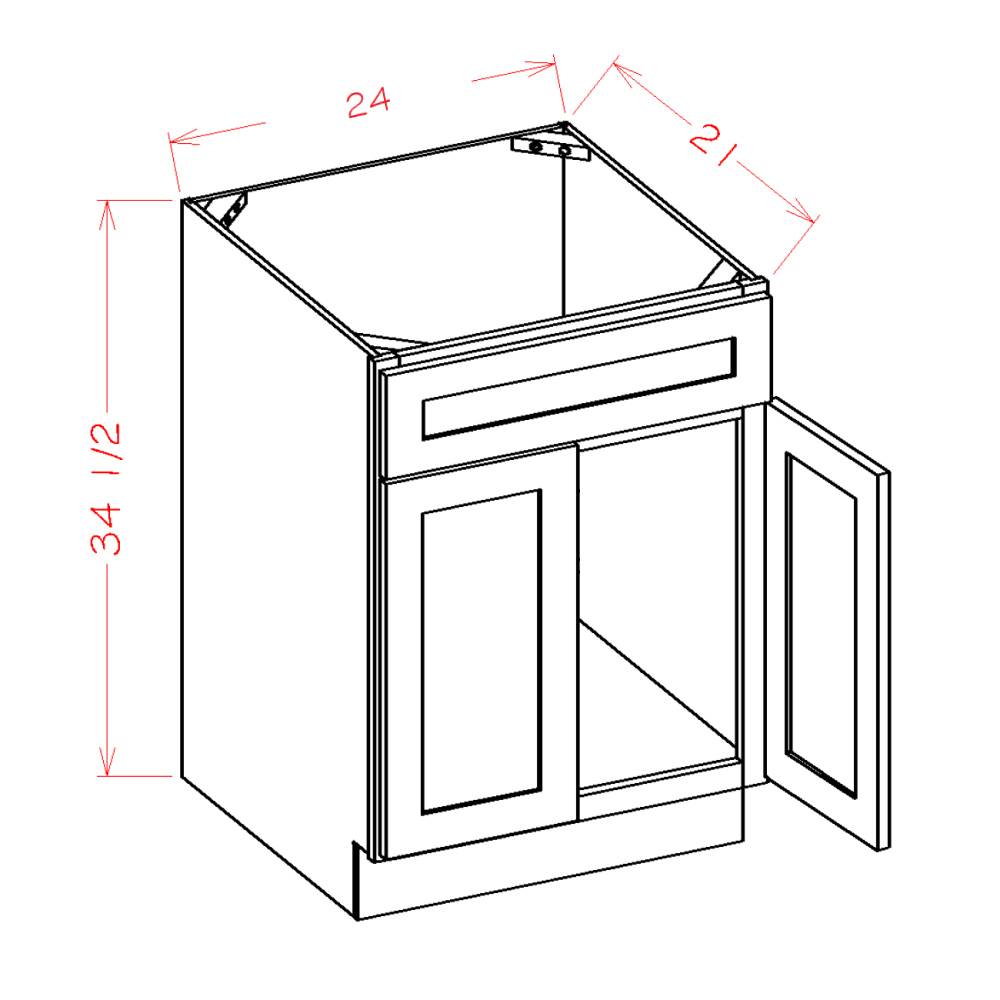 White Slim Shaker 24" Single Sink Bathroom Vanity