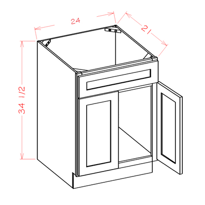 24 Inch White Shaker Single Sink Bathroom Vanity