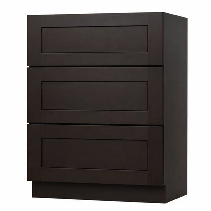 24 Inch Espresso Shaker Three Drawer Vanity Base Cabinet
