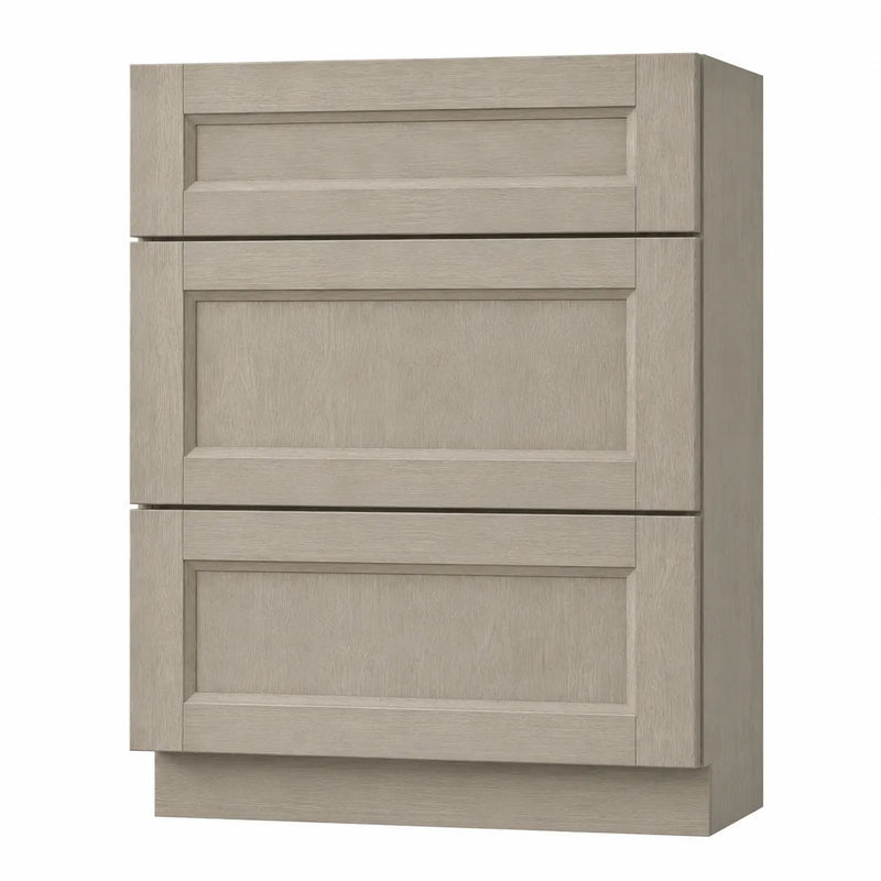 24 Inch Greige Stained Bathroom Vanity Drawer Base