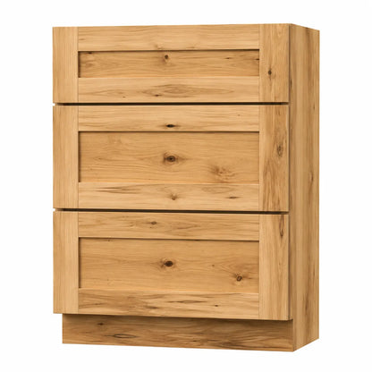 24 Inch Hickory Shaker Three Drawer Vanity Base Cabinet