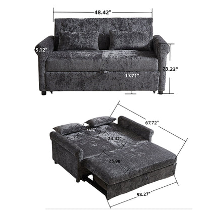 Loveseat Sofa Bed, Pull - Out Couch Sleeper & 2 Pillows
