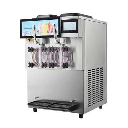 24L Commercial Double Cylinder Stainless Steel Slushy Machine With Touchscreen (SAK64125)