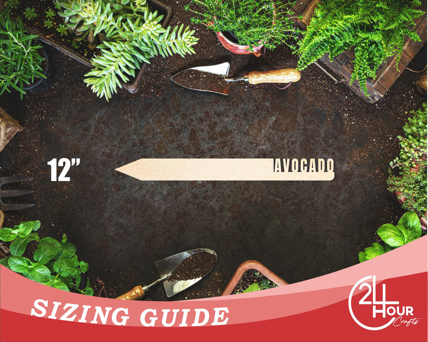 Unfinished Wood Avocado Garden Stake | DIY Craft Cutout | up to 24" DIY