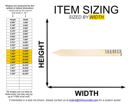 Unfinished Wood Radish Garden Stake | DIY Craft Cutout | up to 24" DIY