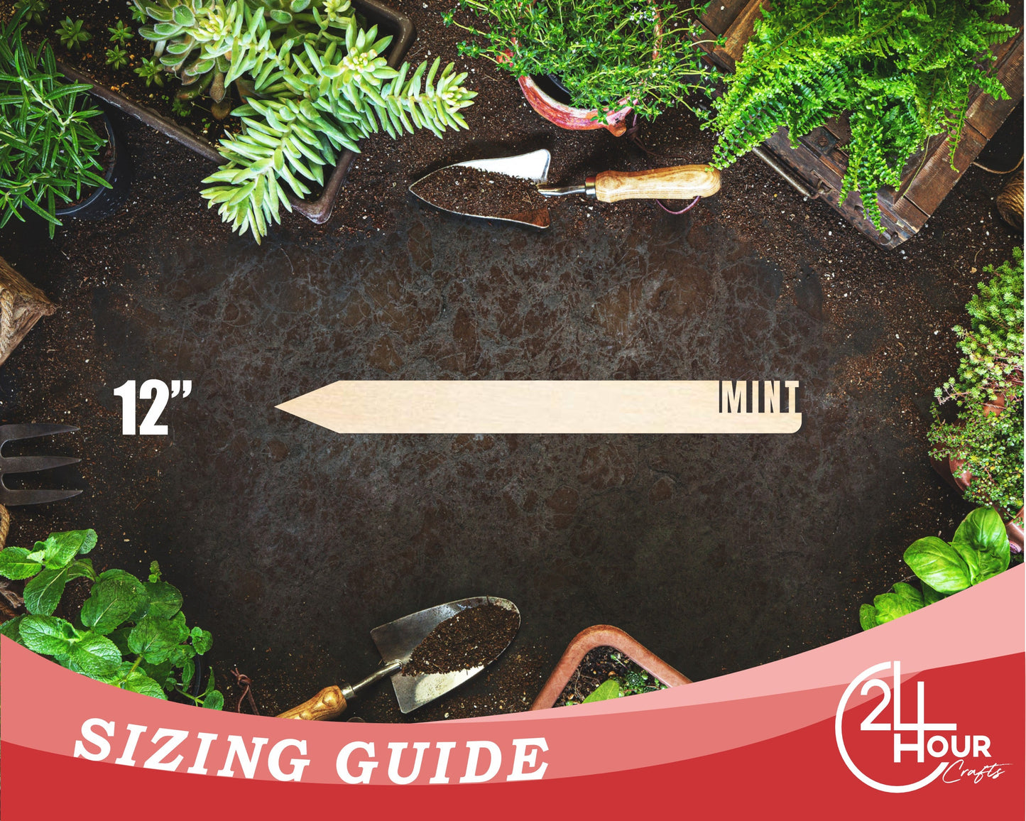Unfinished Wood Mint Garden Stake | DIY Craft Cutout | up to 24" DIY