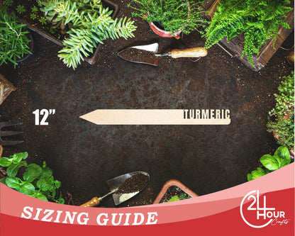 Unfinished Wood Turmeric Garden Stake | DIY Craft Cutout | up to 24" DIY