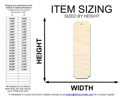 Unfinished Wood Rounded Notched Bookmark Shape | DIY Craft Cutout | up to 12" DIY