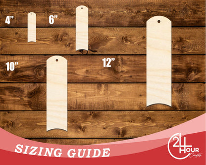 Unfinished Wood Rounded Dome Bookmark Shape | DIY Craft Cutout | up to 12" DIY