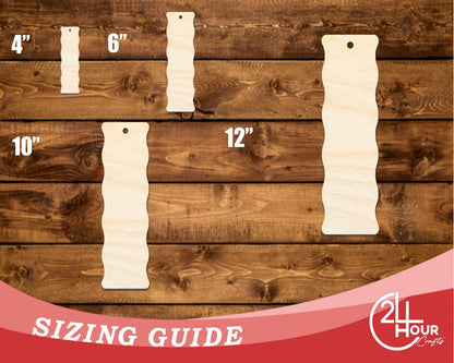 Unfinished Wood Wavy Side Bookmark Shape | DIY Craft Cutout | up to 12" DIY