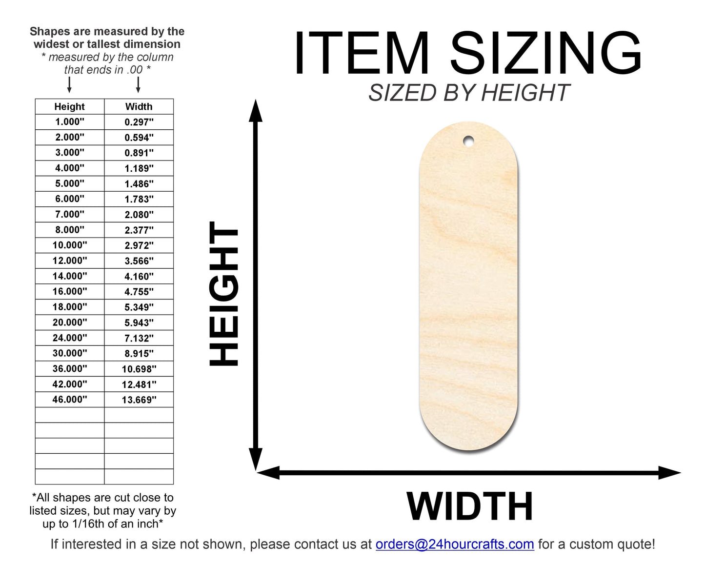 Unfinished Wood Oval Bookmark Shape | DIY Craft Cutout | up to 12" DIY