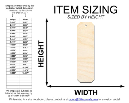 Unfinished Wood Cut Edge Bookmark Shape | DIY Craft Cutout | up to 12" DIY