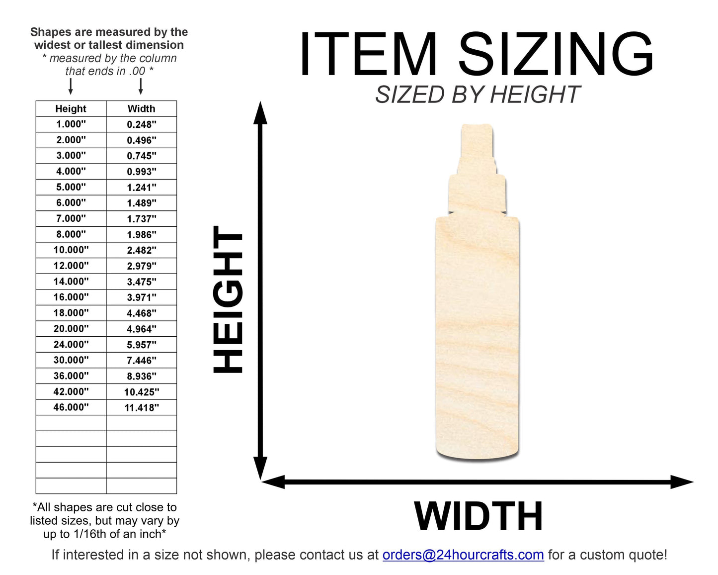 Unfinished Wood Facial Spray Shape | DIY Craft Cutout | up to 46" DIY