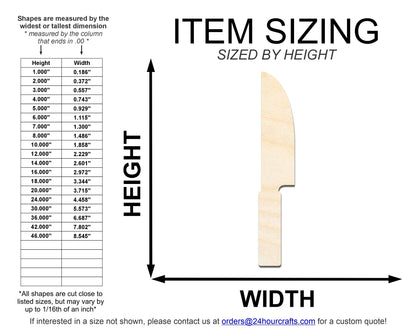 Unfinished Wood Knife Shape | DIY Craft Cutout | up to 46" DIY