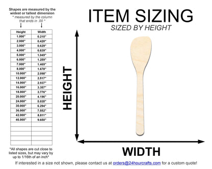 Unfinished Wood Spatula Shape | DIY Craft Cutout | up to 46" DIY