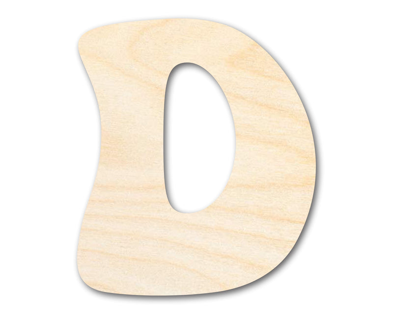 Unfinished Wood Groovy D Font Shape | DIY Craft Cutout | up to 46" DIY