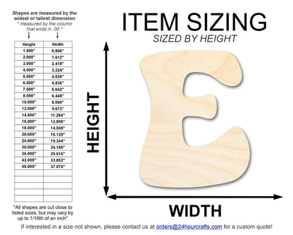 Unfinished Wood Groovy E Font Shape | DIY Craft Cutout | up to 46" DIY