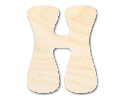Unfinished Wood Groovy H Font Shape | DIY Craft Cutout | up to 46" DIY