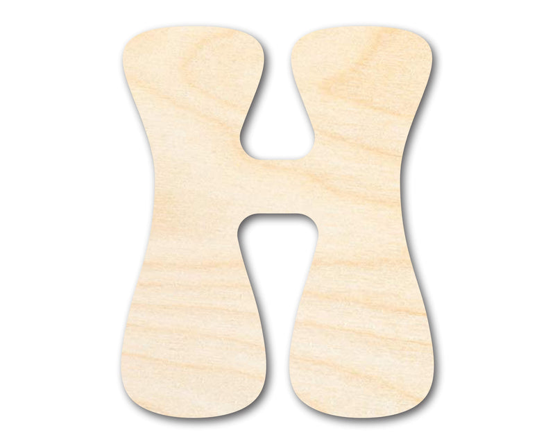 Unfinished Wood Groovy H Font Shape | DIY Craft Cutout | up to 46" DIY