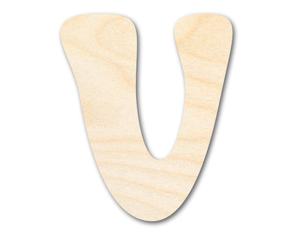 Unfinished Wood Groovy V Font Shape | DIY Craft Cutout | up to 46" DIY