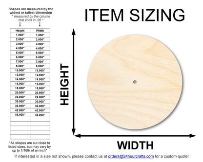 Unfinished Wood JGrondz Clock Circle Shape | JGrondz | 10" Circle | 1/2" Thick | Pre-Drilled Hole