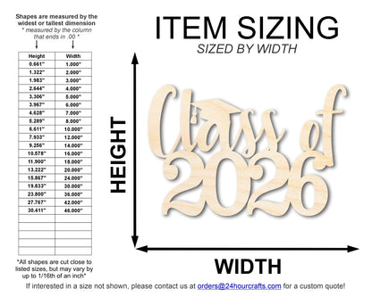 Unfinished Wood Class of 2026 Shape | DIY Craft Cutout | up to 46" DIY