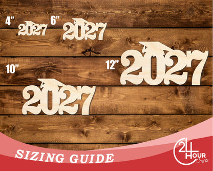 Unfinished Wood 2027 Grad Cap Shape | DIY Craft Cutout | up to 46" DIY