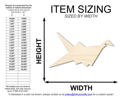 Unfinished Wood Origami Bird Shape | DIY Craft Cutout | up to 46" DIY