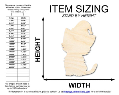 Unfinished Wood Cute Cat With Santa Hat Shape | DIY Craft Cutout | up to 46" DIY