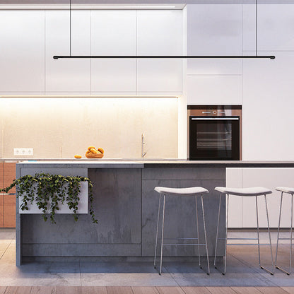 DecorBites™ Sleek LED Pendant Lamp for Kitchen Bar Island - Minimalist Thin Rod Design, Metal Construction, Black Finish